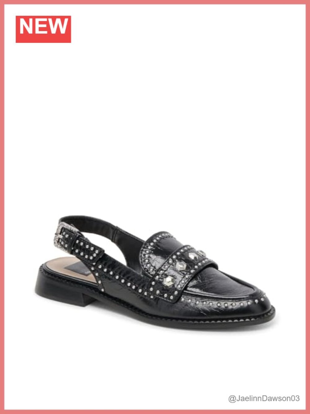 Studded Faux Leather Loafer Flats, Round Toe Pull-On, Lightweight, Casual Style